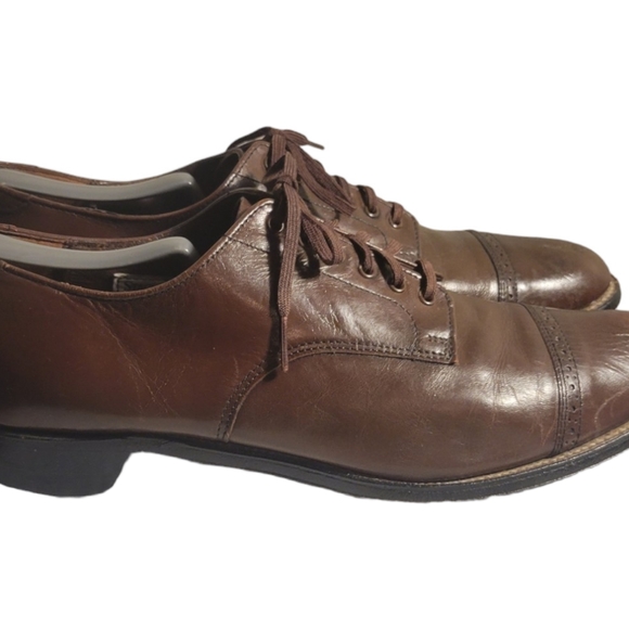 Vintage 60’s STACY ADAMS brown Leather Toe Cap Detail Oxfords Mens Size 9.5 E/ B main image 5